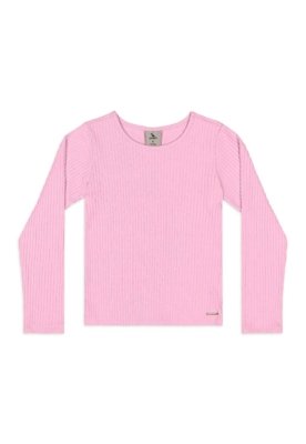 Blusa Ribana Canelada Manga Longa Quimby Rosa
