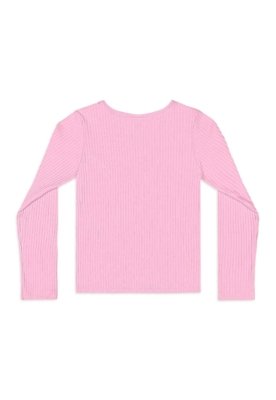 Blusa Ribana Canelada Manga Longa Quimby Rosa