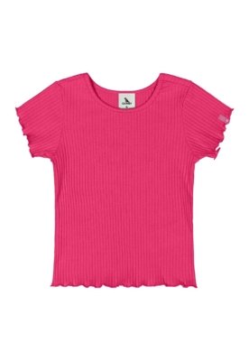 Blusa em Ribana Canelada Menina Quimby Rosa