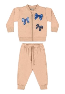 Conjunto Bebê Jaqueta Calça Moletom Quimby Rosa