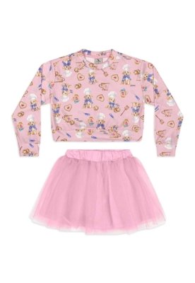 Conjunto Blusão Saia de Tule Quimby Rosa