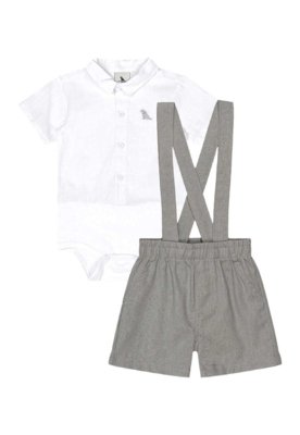 Conjunto Body e Bermuda Bebê Quimby Branco