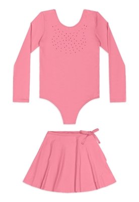 Conjunto Infantil Collant com Saia Quimby Azul