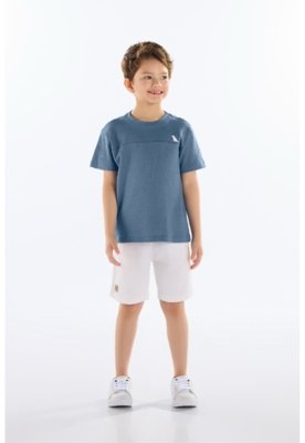 Conjunto com Camiseta e Bermuda Quimby Azul