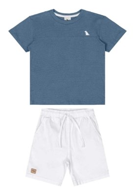 Conjunto com Camiseta e Bermuda Quimby Azul