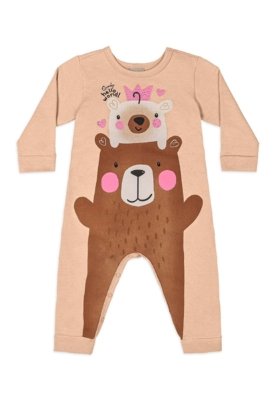 Macacão Bebê Molecotton Urso Quimby Rosa