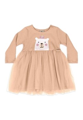 Vestido Bebê Ribana Tule Forro Quimby Rosa