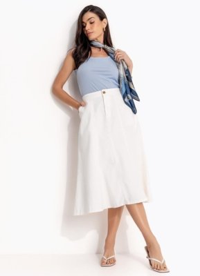 Blusa Em Ribana Canelada Quintess Azul