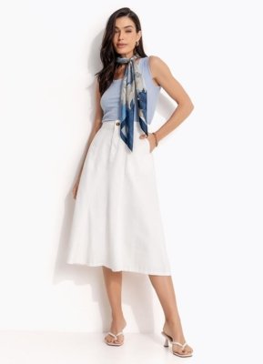Blusa Em Ribana Canelada Quintess Azul