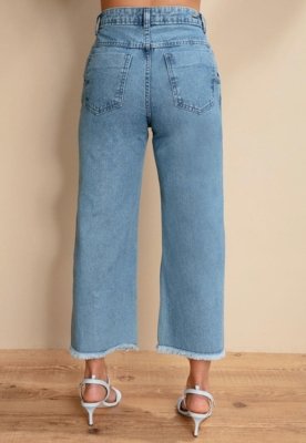 Calça Pantacourt Com Rasgados Azul Quintess