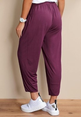 Calça Soltinha Com Pregas Roxo Quintess