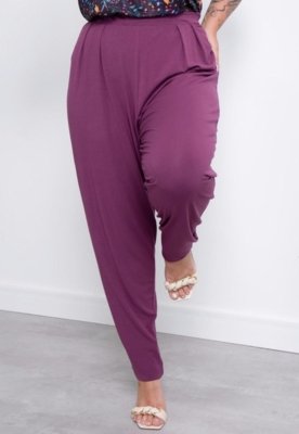 Calça Soltinha Com Pregas Roxo Quintess
