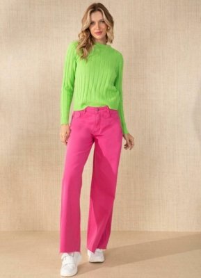 Calça Barra Desfiada Rosa Quintess