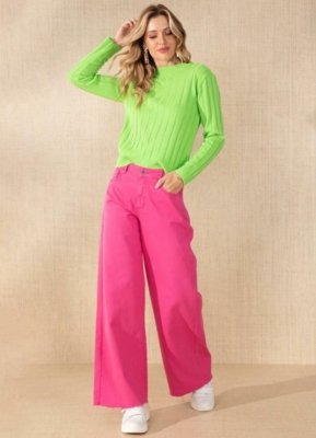 Calça Barra Desfiada Rosa Quintess