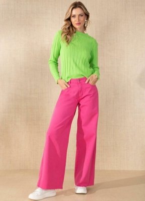 Calça Barra Desfiada Rosa Quintess