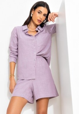 Short Em Tricoline Rosa Quintess