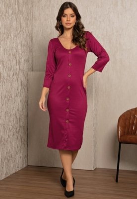 Vestido Com BotÃµes Roxo Quintess