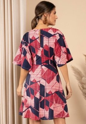 Vestido Com Mangas Amplas Rosa Quintess