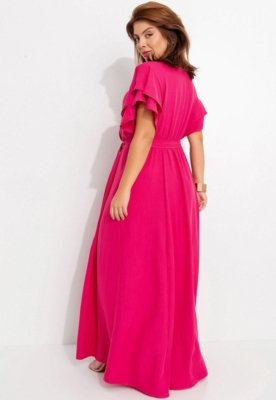 Vestido Em Crepe Plano Rosa Quintess