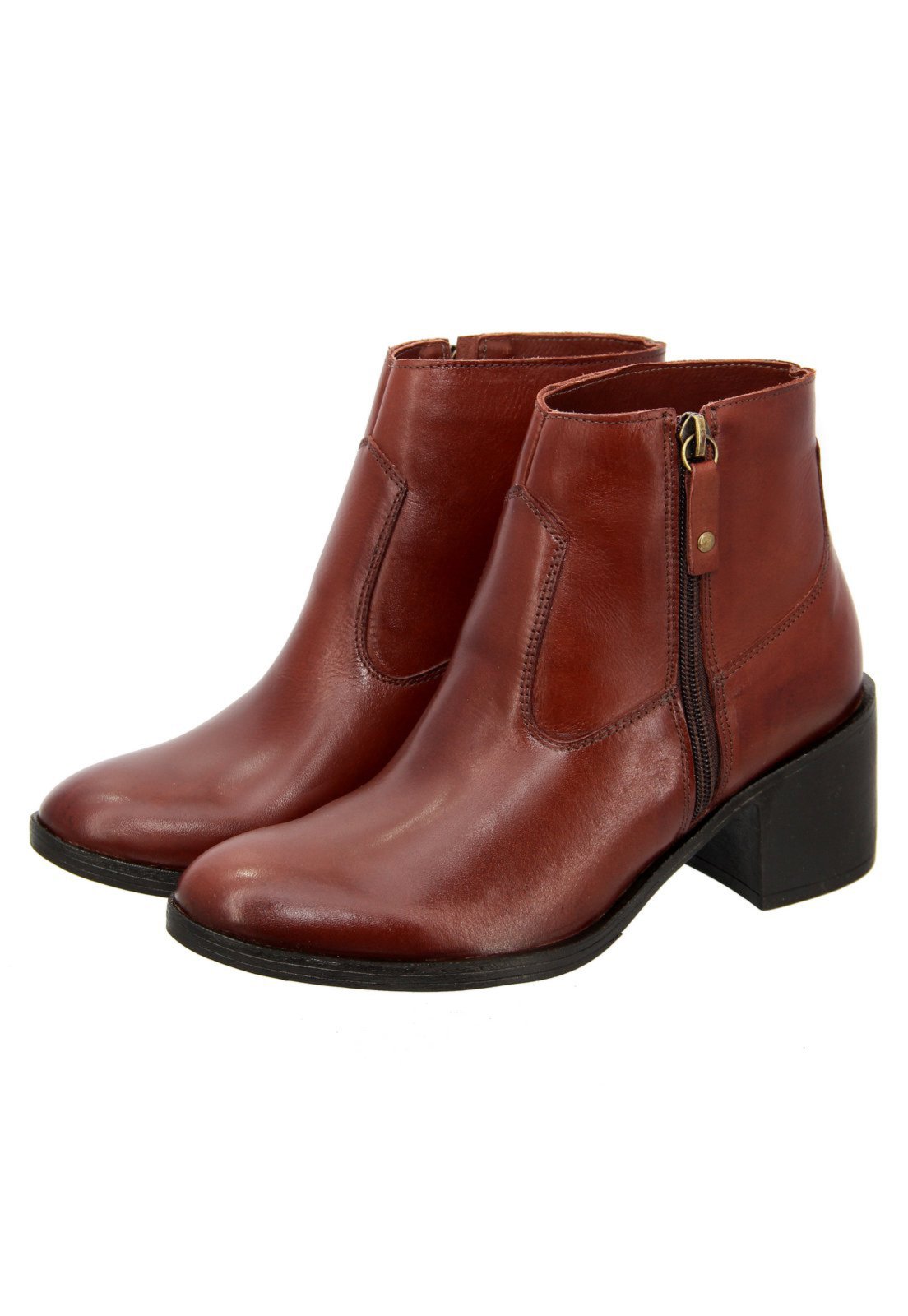 bota de couro cano curto marrom