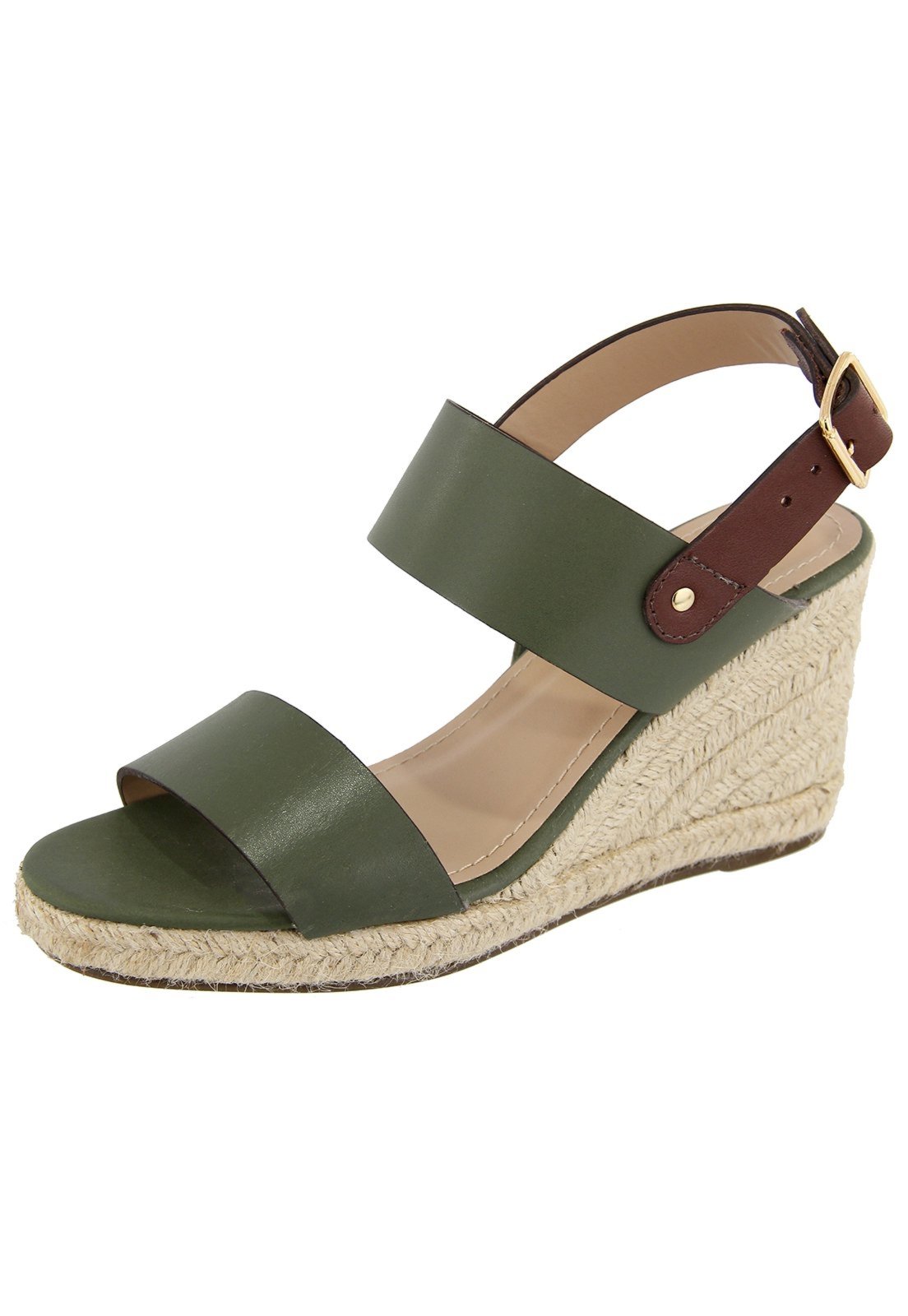 Sandalia cheap verde anabela