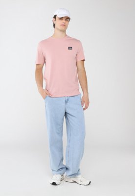 Camiseta Masculina RVCA ANP Label Rosa