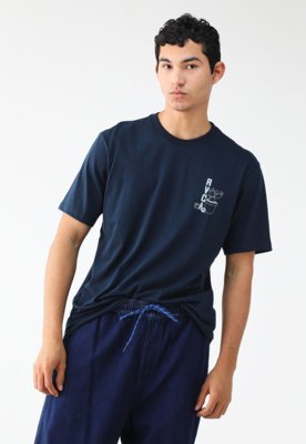 Camiseta RVCA Reta Estampada Azul-Marinho