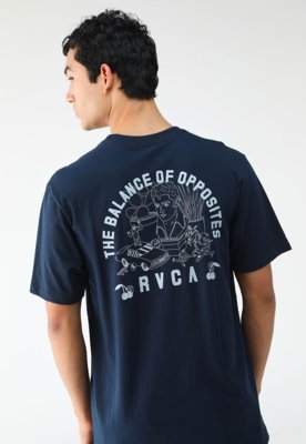 Camiseta RVCA Reta Estampada Azul-Marinho