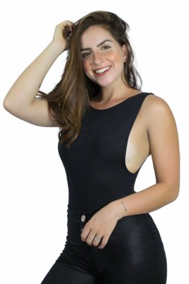 Body Racy Modas Regata Costa Nua Preto Menor preço em Body Racy Modas Regata Costa Nua Preto