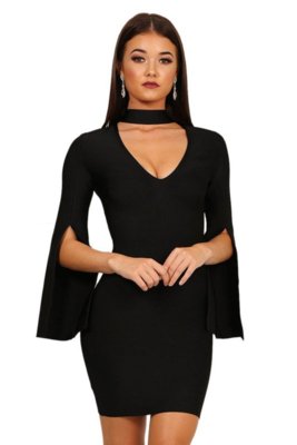 Vestido Racy Modas Manga Flare Aberta Preto Menor preço em Vestido Racy Modas Manga Flare Aberta Preto