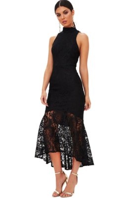 Menor preço em Vestido Racy Modas Midi Social Rendado Preto