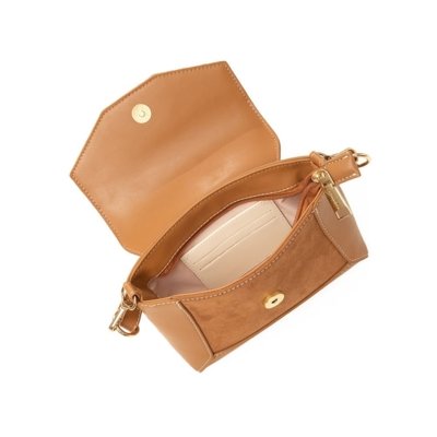 Bolsa Feminina Rafitthy Transversal Mini Flap Caramelo