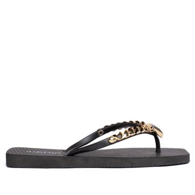 Chinelo Feminino Rafitthy Charm Preto/Dourado