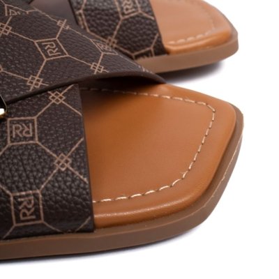 Chinelo Rasteira Feminino Rafitthy Tiras Cruzadas Marrom