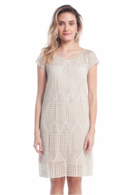 Vestido Curto Ralm Tricot Rendado Dourado Menor preço em Vestido Curto Ralm Tricot Rendado Dourado