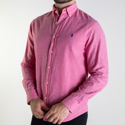 Camisa RL Linho Custom Fit Rosa