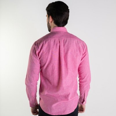 Camisa RL Linho Custom Fit Rosa