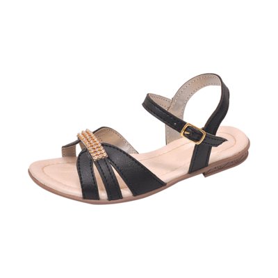Sandália Infantil Raniel Calçados Rasteira Strass Preto Menor preço em Sandália Infantil Raniel Calçados Rasteira Strass Preto