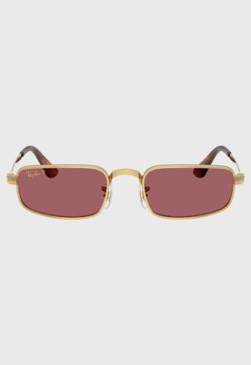 Óculos de Sol Feminino Ray-Ban Retangular Lente Rosa