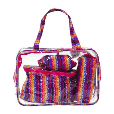 Kit Necessaire Grande Real Arte Zig Zag Rosa Menor preço em Kit Necessaire Grande Real Arte Zig Zag Rosa