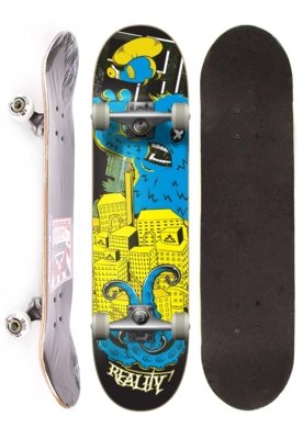 Skate Completo Reality Semi Profissional City attack Street Preto Menor preço em Skate Completo Reality Semi Profissional City attack Street Preto