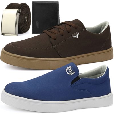Kit 2 Pares Sapato Casual Rebento Umber Azul Menor preço em Kit 2 Pares Sapato Casual Rebento Umber Azul