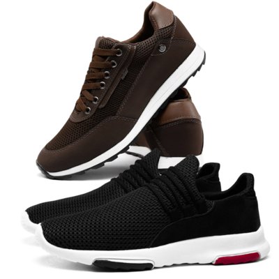 Kit Tênis Sneaker Leve Masculino Preto Tenis Jogger Casual Esporte Fino Conforto Leve Café Menor preço em Kit Tênis Sneaker Leve Masculino Preto Tenis Jogger Casual Esporte Fino Conforto Leve Café