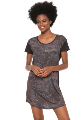 Vestido Redley Curto Estampado Preto Menor preço em Vestido Redley Curto Estampado Preto