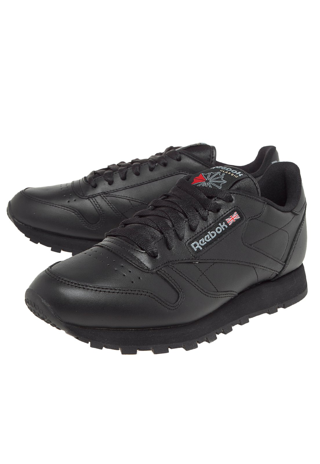 Reebok classic leather preto hot sale masculino