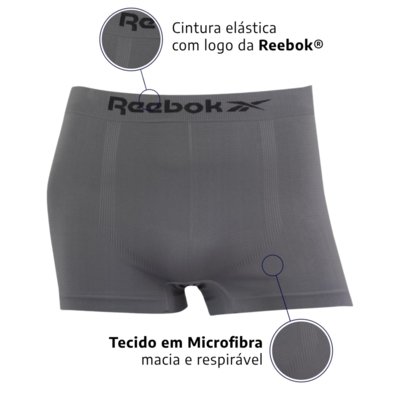 Kit 3 Cuecas Reebok Boxer Classic Microfibra Sortido  Colorido