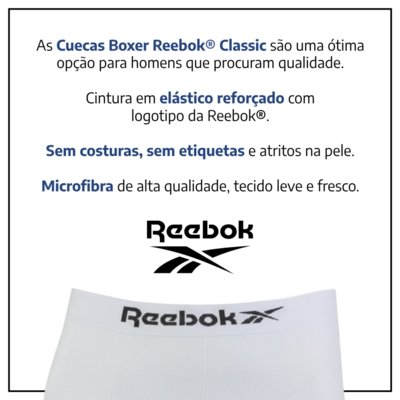 Kit 5 Cuecas Reebok Boxer Classic Microfibra Sortido