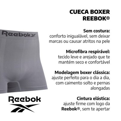 Kit 5 Cuecas Reebok Boxer Classic Microfibra Sortido