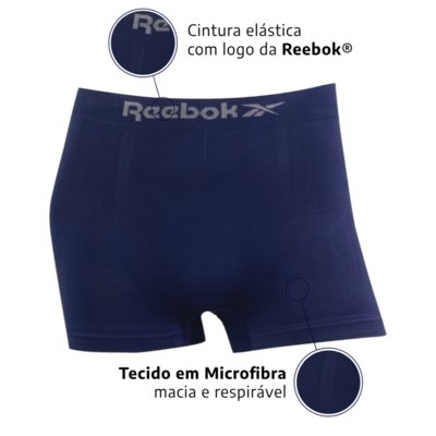 Kit 5 Cuecas Reebok Boxer Classic Microfibra Sortido