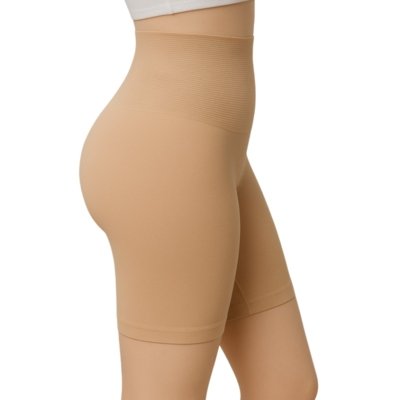 Kit 2 Bermuda Modeladora Reflexo Íntimo Short Segunda Pele Plus Size Compressora Cintura Alta Bege e Preto
